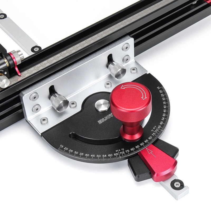 ENJOYWOOD tarkka jiirisahan mittalaite 890 mm:n jatkettava tuki 27 kulmapysäytintä mikrosäädettävä pysäytin