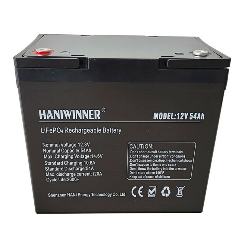 HANIWINNER 12.8V 54Ah LiFePO4 akku 691.2Wh varavirtapaketti BMS IP55