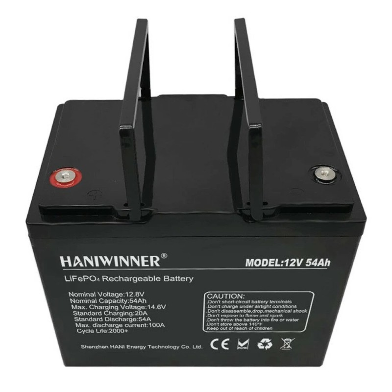 HANIWINNER 12.8V 54Ah LiFePO4 akku 691.2Wh varavirtapaketti BMS IP55