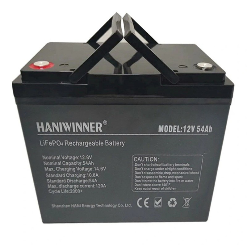 HANIWINNER 12.8V 54Ah LiFePO4 akku 691.2Wh varavirtapaketti BMS IP55