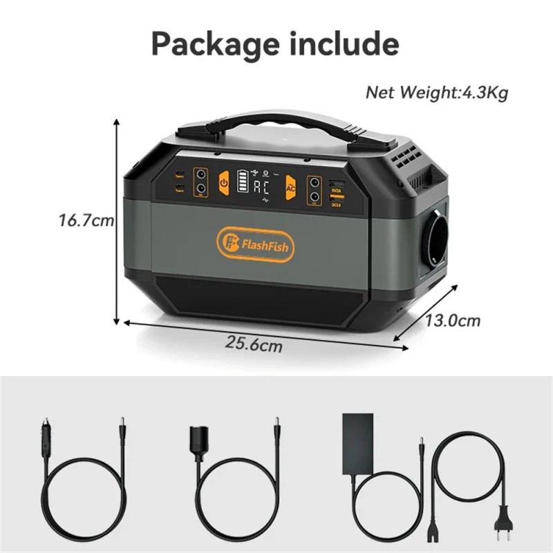 FlashFish P56 kannettava aurinkovirtageneraattori retkelle, kotiin ja ulkokäyttöön