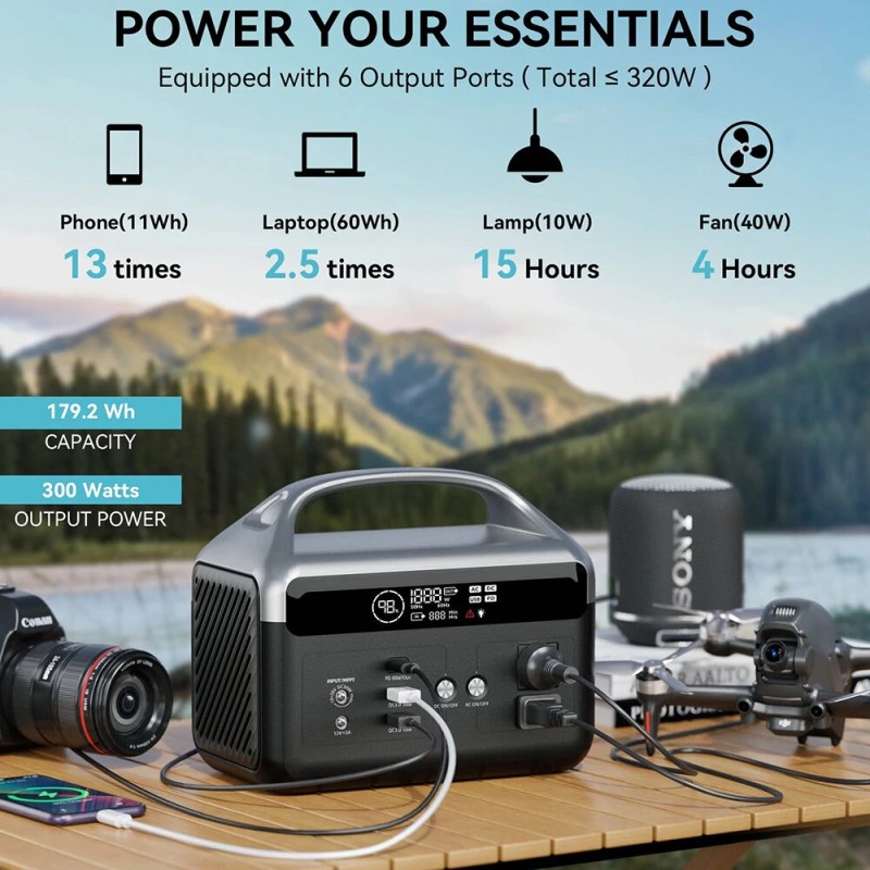 DaranEner NEOZ 300W (600W huippu) 179,2Wh 56000mAh kannettava varavirtalaite EU-pistoke