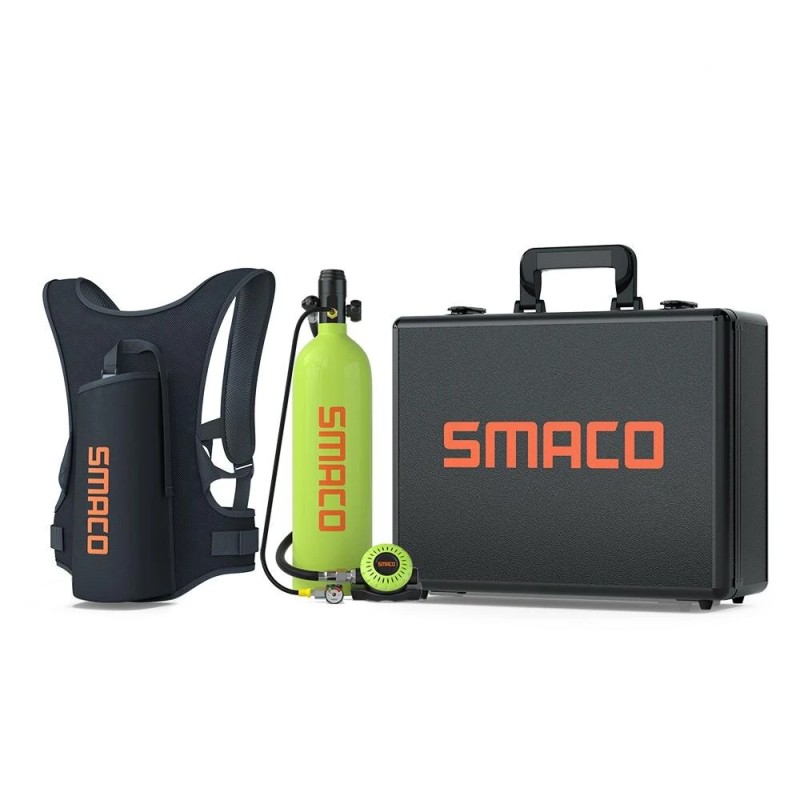 SMACO S700 Plus 2L sukelluspullo hengityssuojain reppu alumiiniseoskotelo