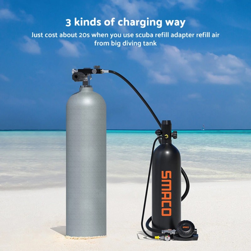 SMACO S700 Plus 2L sukelluspullo hengityssuojain reppu alumiiniseoskotelo