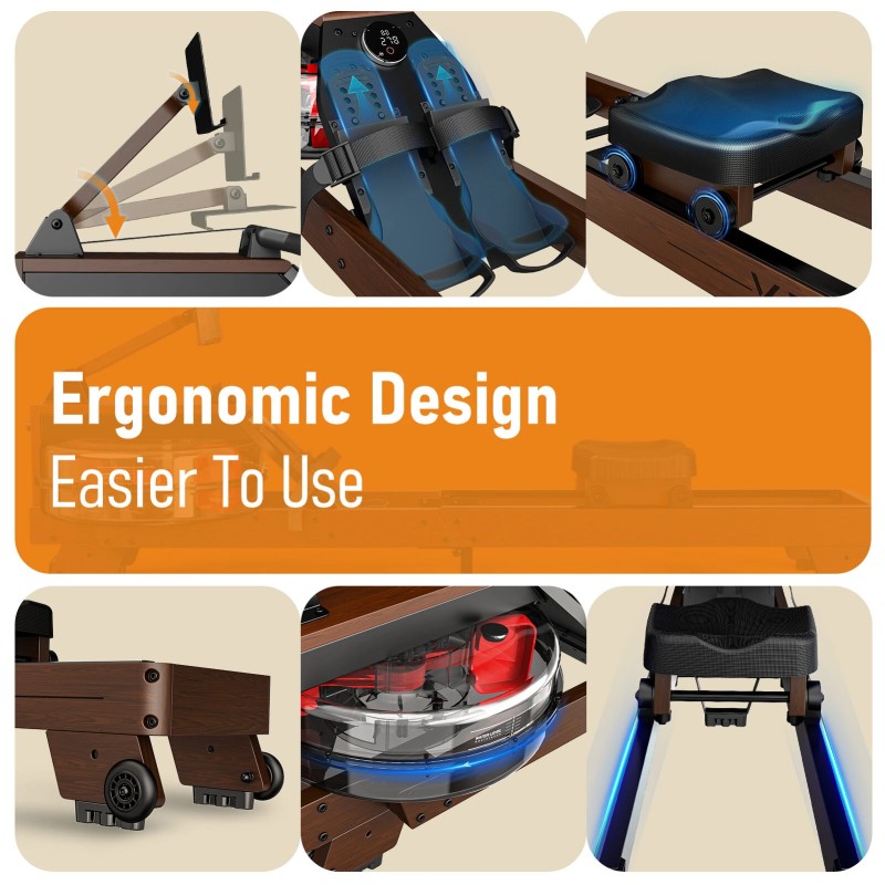 Bominfit V-W3 puinen vesisoutuergometri FSC-sertifioitu 14-litrainen säiliö kuusi vastustasoa taitettava Kinomap-yhteensopiva