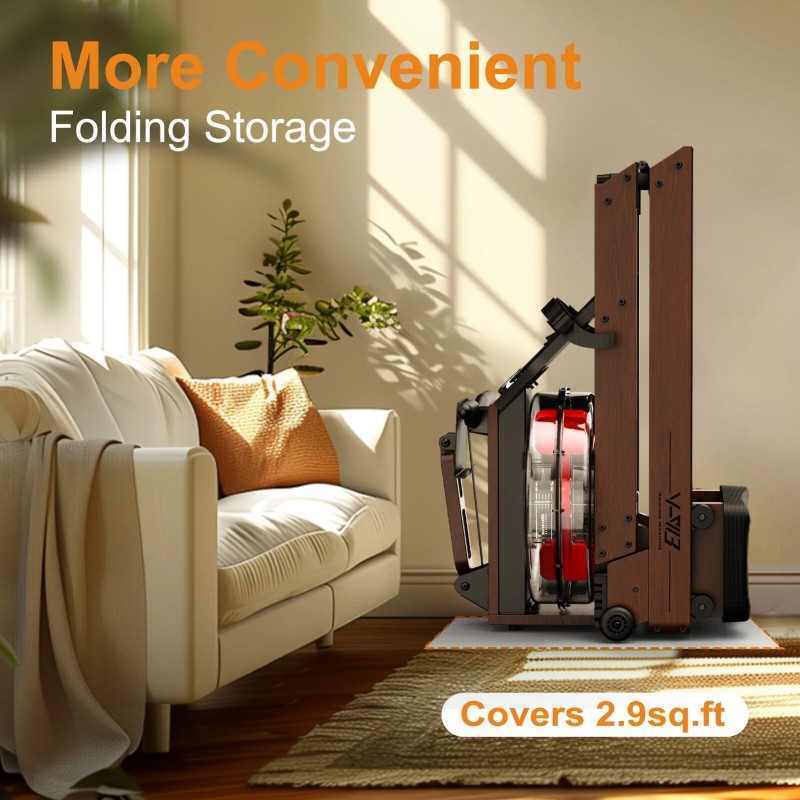 Bominfit V-W3 puinen vesisoutuergometri FSC-sertifioitu 14-litrainen säiliö kuusi vastustasoa taitettava Kinomap-yhteensopiva