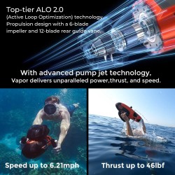 Sublue Vapor vedenalainen sukellusskootteri pumppusuuttimella käsikäyttöinen jopa 10,9 km/h 40 m