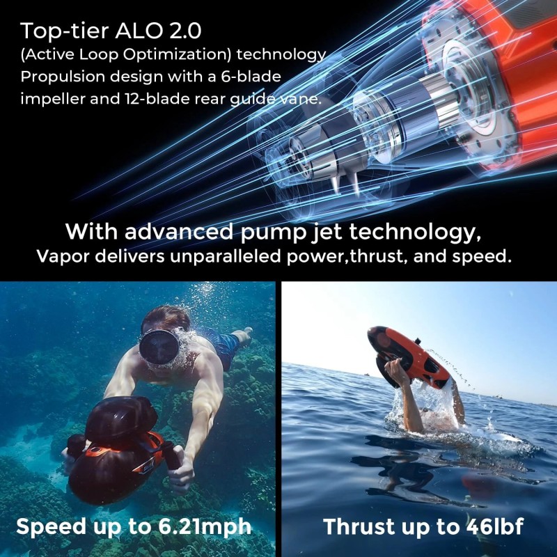 Sublue Vapor vedenalainen sukellusskootteri pumppusuuttimella käsikäyttöinen jopa 10,9 km/h 40 m