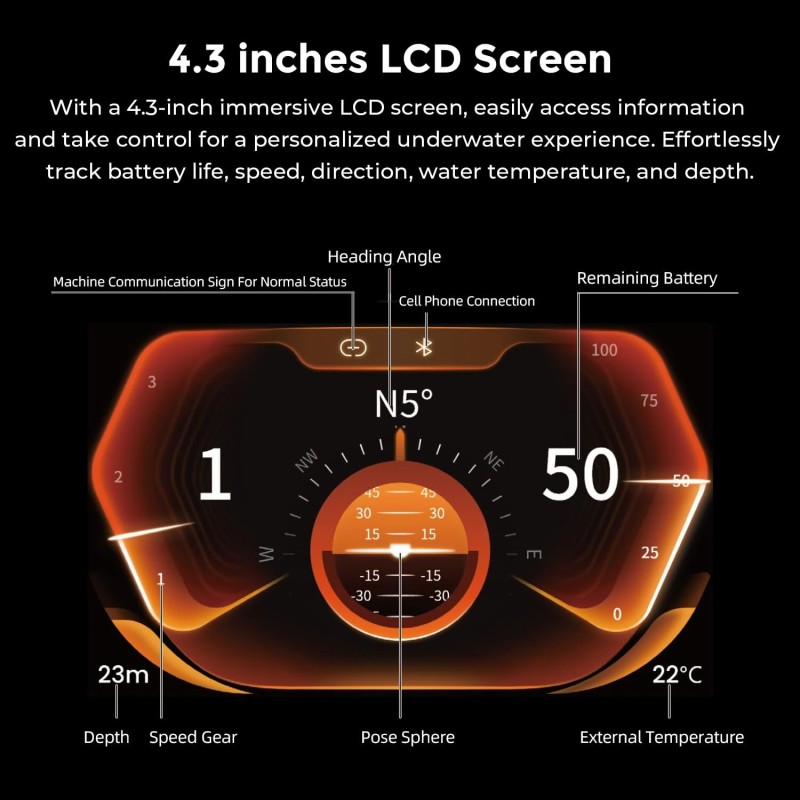 Sublue Vapor vedenalainen sukellusskootteri pumppusuuttimella käsikäyttöinen jopa 10,9 km/h 40 m