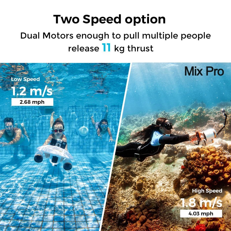 Sublue Mix Pro vedenalainen skootteri kaksoismoottori 40 metrin sukellussyvyys älypuhelinpidikkeellä vedenpitävä