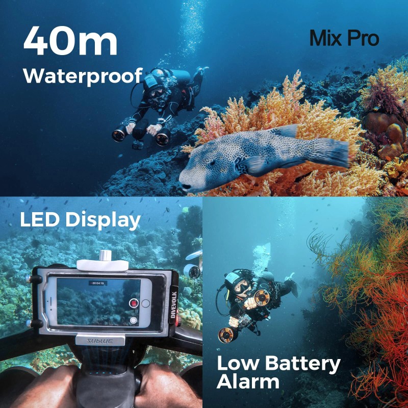 Sublue Mix Pro vedenalainen skootteri kaksoismoottori 40 metrin sukellussyvyys älypuhelinpidikkeellä vedenpitävä