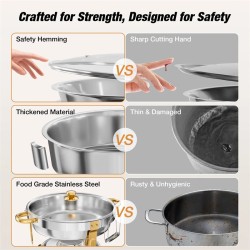 WARMOUNTS kulta buffet-lämmityssarja 2/4/6 kpl 5QT pyöreä haudeastia lasikannella