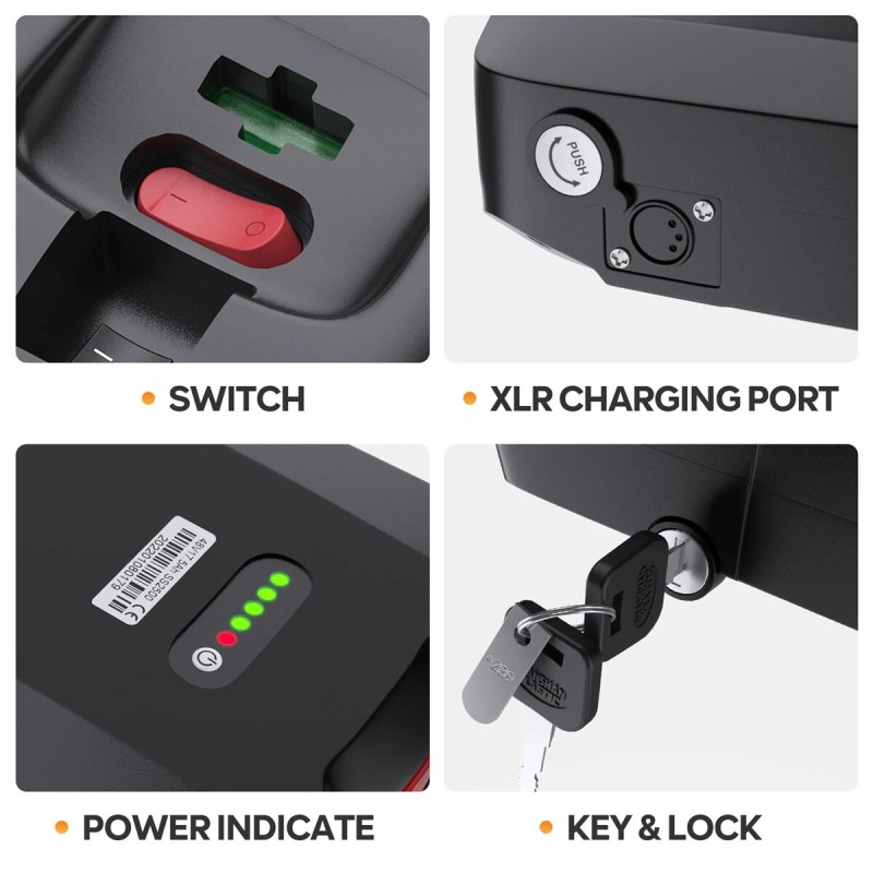 BAFANG 48V 17.5Ah 840Wh takatelineakku EVE18650 2600mAh akunvalvonta 30A USB-liitännällä