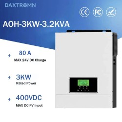 DAXTROMN AOH-3.2KVA 3000W aurinko-hybridiinvertteri 24V 230VAC puhdas siniaaltoinvertteri sisäänrakennettu 80A MPPT