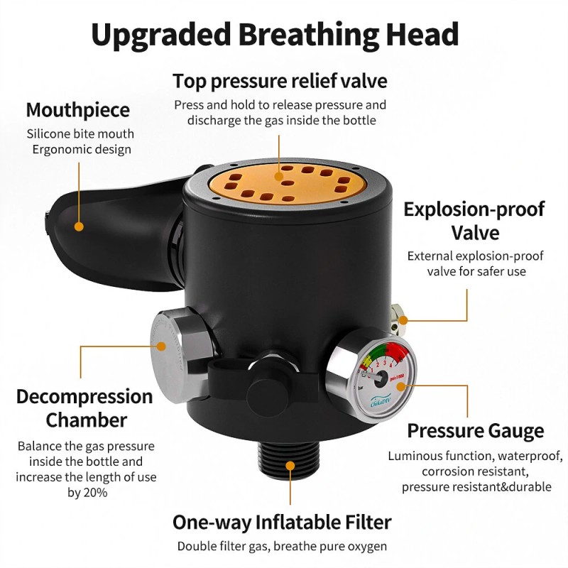 ChikaDIV puolilitran pieni sukelluspullo viiden–seitsemän minuutin vedenalainen käyttö kannettava pelastus