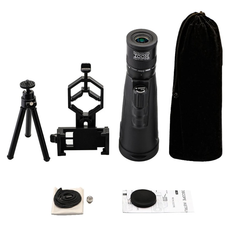 Monokulaarinen suurennettava kaukoputki 8–20x50 ja 6–16x42, korkealaatuinen optiikka, jalustakiinnitteinen