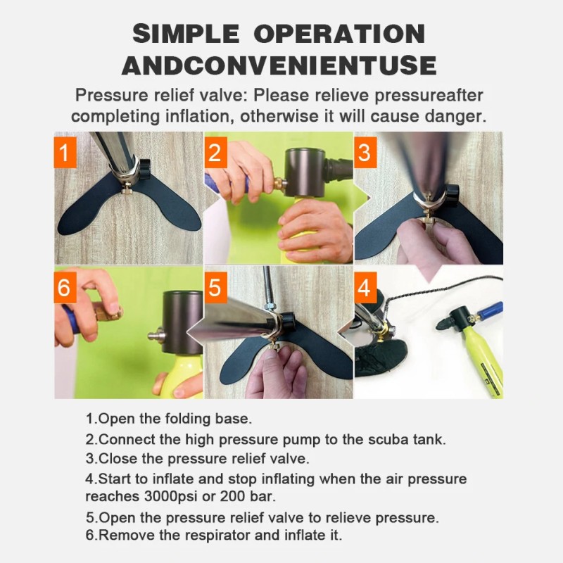 ChikaDIV pieni manuaalinen korkeapainepumppu sukellukseen 30MPa ruostumattomasta teräksestä