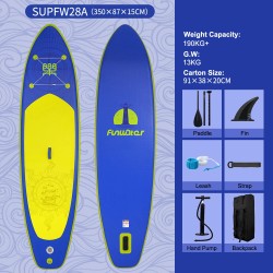 FunWater 350 cm suuri ilmatäytteinen sup-lauta täydellisillä varusteilla ja säädettävällä melalla SUPFW28A