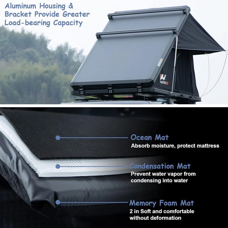 NATURNEST kattoteltta kahdelle tai kolmelle, alumiinirunko, kovakuori, vedenpitävä, UV-suoja
