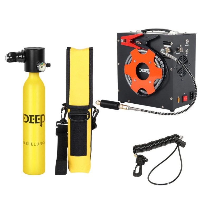 DIDEEP 0,5-litrainen kannettava sukelluspullo varahengityslaite silikonisuukappaleella painemittarilla