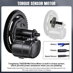 Tongsheng TSDZ8 48V 750W keskivetomoottori sähköpyörämuunnossarja EKD01-mittarilla 44T eturatas