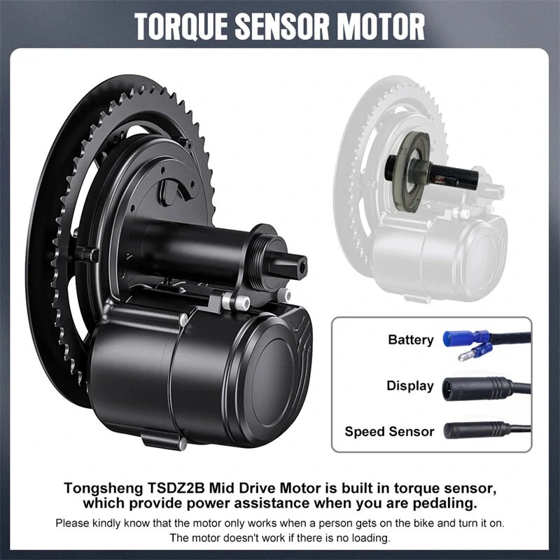 Tongsheng TSDZ8 48V 750W keskivetomoottori sähköpyörämuunnossarja EKD01-mittarilla 44T eturatas