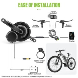 Tongsheng TSDZ8 48V 750W keskivetomoottori sähköpyörämuunnossarja EKD01-mittarilla 44T eturatas