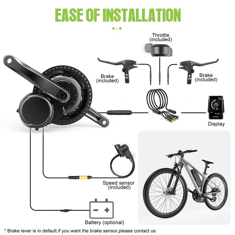 Tongsheng TSDZ8 48V 750W keskivetomoottori sähköpyörämuunnossarja EKD01-mittarilla 44T eturatas