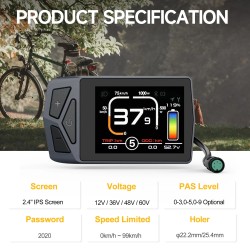 Tongsheng TSDZ8 48V 750W keskivetomoottori sähköpyörämuunnossarja EKD01-mittarilla 44T eturatas