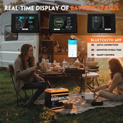 Cloudenergy 12.8V 100Ah LiFePO4-akku LCD-näyttö Bluetooth 1280Wh 6000+ sykliä 100A BMS DPCL12-100