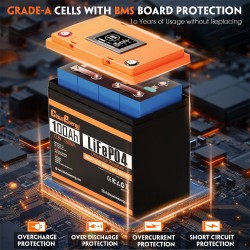 Cloudenergy 12.8V 100Ah LiFePO4-akku LCD-näyttö Bluetooth 1280Wh 6000+ sykliä 100A BMS DPCL12-100