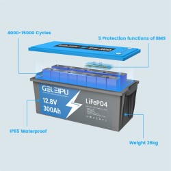 GELEIPU 12.8V 300Ah LiFePO4 akku 3840Wh sisäänrakennettu 100A BMS aurinko perämoottori käyttöön