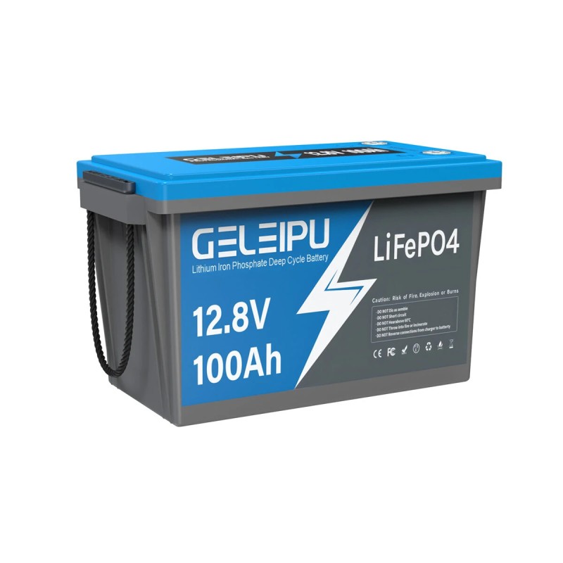 GELEIPU 12.8V 100Ah LiFePO4 akku 1280Wh sisäänrakennettu 100A BMS kevyt