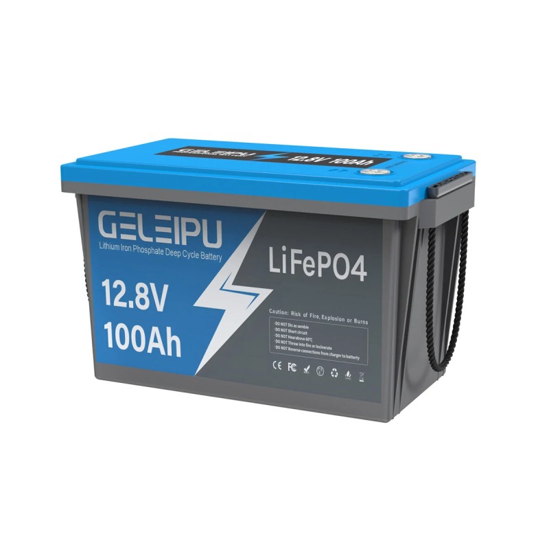 GELEIPU 12.8V 100Ah LiFePO4 akku 1280Wh sisäänrakennettu 100A BMS kevyt
