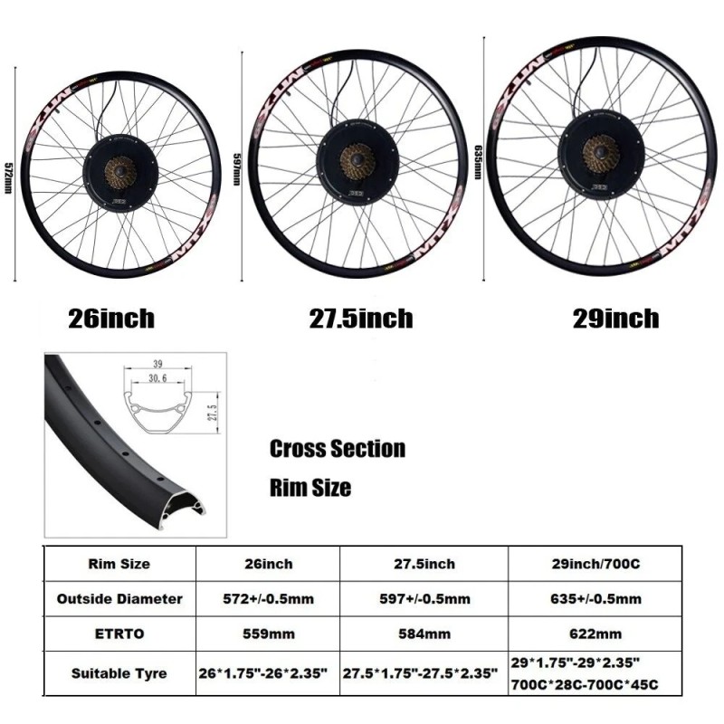 BIKIGHT MTX LCD3 sähköpyörän takanapamoottorin muunnossarja 48V 1500W harjaton vannekoot 26/27.5/29/700C