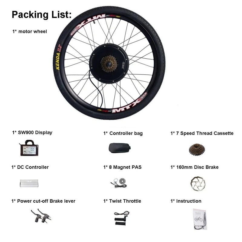 BIKIGHT MTX LCD3 sähköpyörän takanapamoottorin muunnossarja 48V 1500W harjaton vannekoot 26/27.5/29/700C