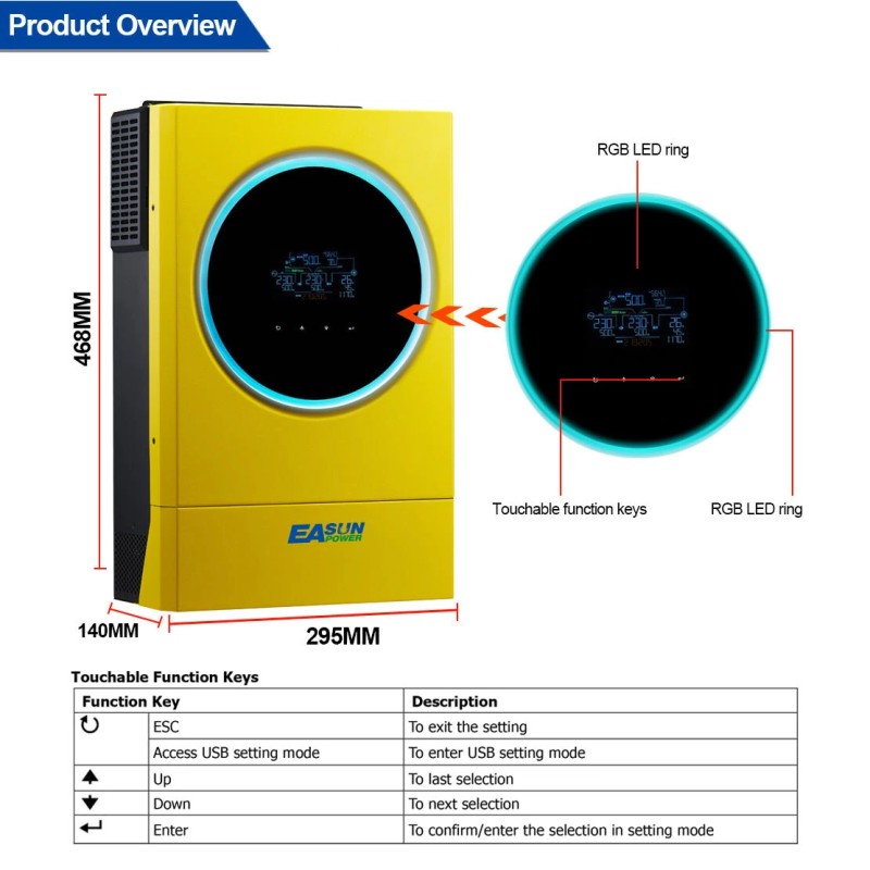 Easun Power iGRID SV IV 5,6 kW hybridi aurinkoinvertteri 220 V MPPT 120 A WiFi-tuki