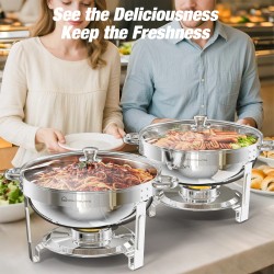 Warmounts 4 kpl 5 litran pyöreät buffet-tarjoiluastiat lasikansilla ja pidikkeellä
