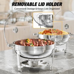 Warmounts 4 kpl 5 litran pyöreät buffet-tarjoiluastiat lasikansilla ja pidikkeellä