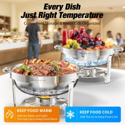 Warmounts 4 kpl 5 litran pyöreät buffet-tarjoiluastiat lasikansilla ja pidikkeellä