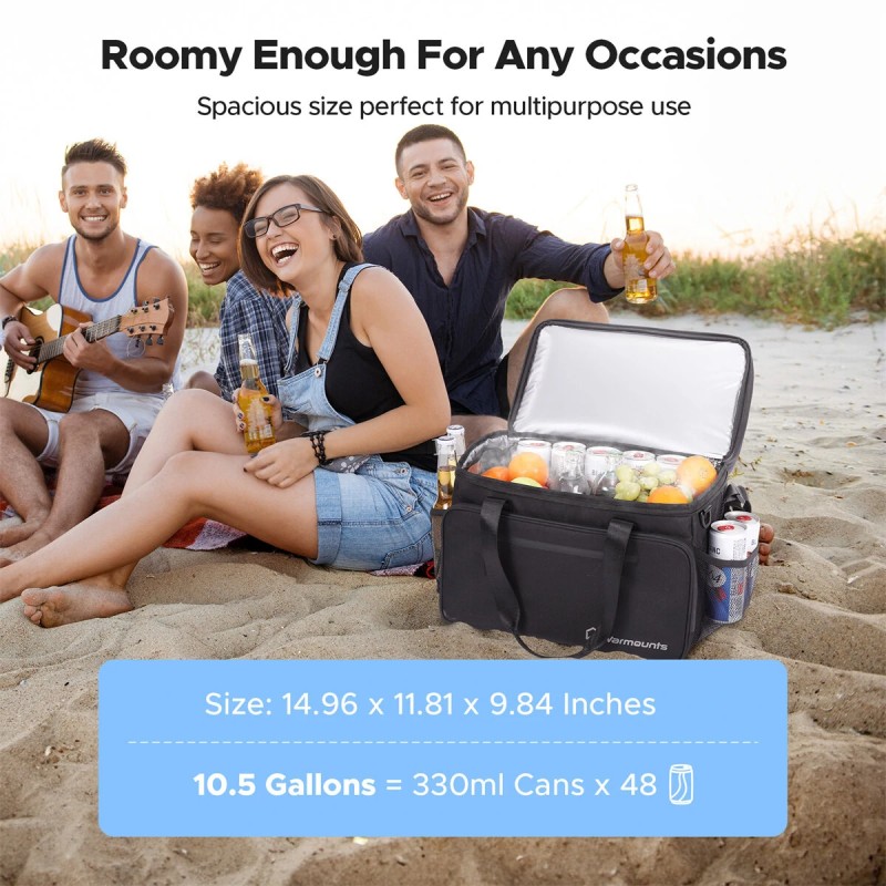 WARMOUNTS pehmeä eristetty kylmälaukku 48 tölkkiä kaksiosainen vuototiivis kansi