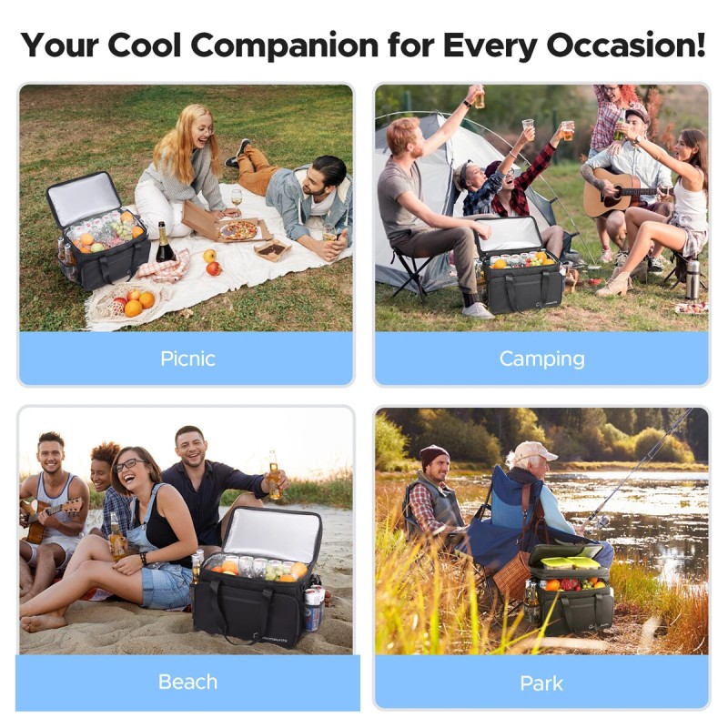 WARMOUNTS pehmeä eristetty kylmälaukku 48 tölkkiä kaksiosainen vuototiivis kansi