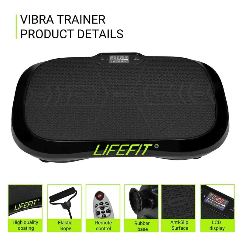 LIFEFIT värähtelylevy F-DESK-01-01 vastuskuminauhalla kotitreeniin moniohjelmainen lihasten muokkaamiseen