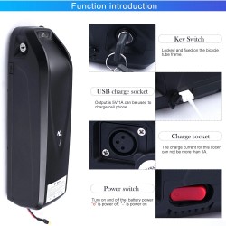 XANES Hailong 1-2 36V 13Ah 468Wh sähköpyörän akku 18650 2600mAh 25A suojapiirillä USB-portilla