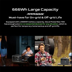 Blackview OSCAL PowerMax 666Wh kannettava varavirtalähde 700W LiFePO4 langaton lataus led-taskulamppu yli 800 sykliä