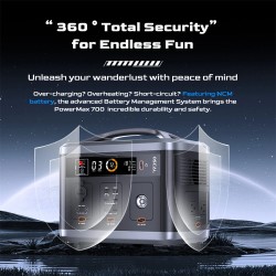 Blackview OSCAL PowerMax 666Wh kannettava varavirtalähde 700W LiFePO4 langaton lataus led-taskulamppu yli 800 sykliä