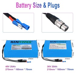 HANIWINNER HA201 48V 20Ah 960Wh universaali sähköpyöräakku 30A BMS vesitiivis laturilla