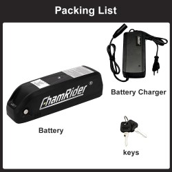 Chamrider Hailong 1-2 36V 25Ah 900Wh putkiakku sähköpyörään 21700-kennoilla IP65 vedenkestävä 4A-laturi