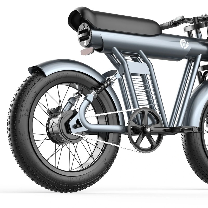 YYG ZM21 sähköpyörä 48V 20Ah akku 1200W moottori 25km/h huippunopeus 55-65km toimintasäde 150kg kantavuus