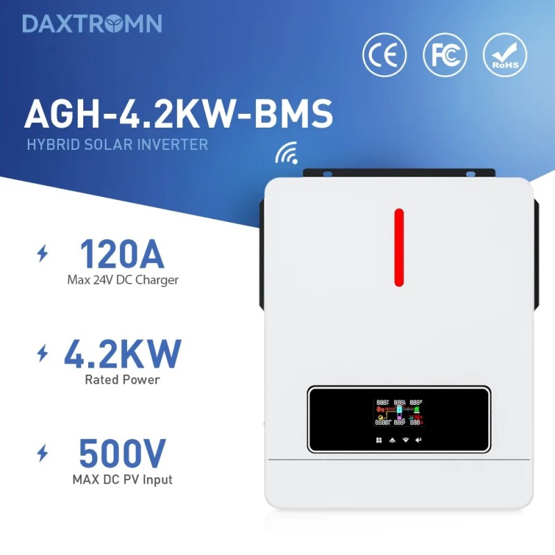 DAXTROMN AGH-6.2KW-PRO/AGH-4.2KW-PRO aurinkohybridisinvertteri 6200W/4200W 48VDC–230VAC 120A MPPT puhdas siniaalto wifi